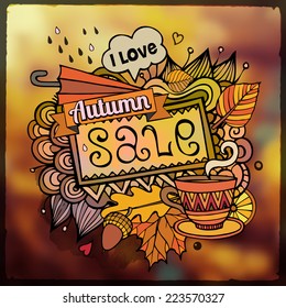 Vector decorative autumn sale blurred background