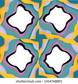 Vector decorative background. Abstract web template with cut out 3d paper abstract waves on light background for decoration design. Abstract geometric frame.