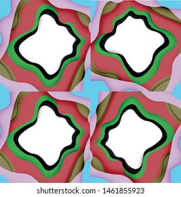 Vector decorative background. Abstract web template with cut out 3d paper abstract waves on light background for decoration design. Abstract geometric frame.