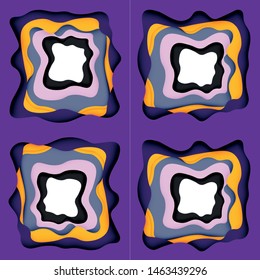 Vector decorative background. Abstract web template with cut out 3d paper abstract waves on light background for decoration design. Abstract geometric frame.