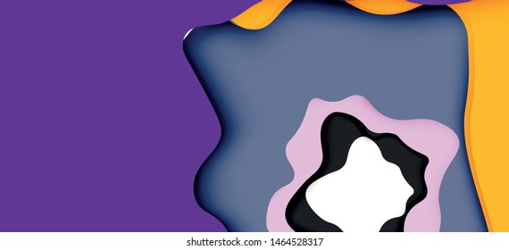 Vector decorative background. Abstract web template with cut out 3d paper abstract waves on light background for decoration design. Abstract geometric frame.