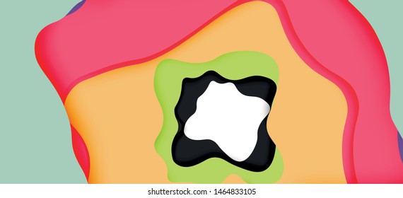 Vector decorative background. Abstract web template with cut out 3d paper abstract waves on light background for decoration design. Abstract geometric frame.