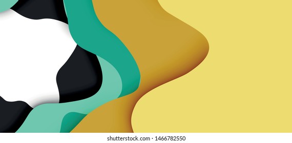 Vector decorative background. Abstract web template with cut out 3d paper abstract waves on light background for decoration design. Abstract geometric frame.