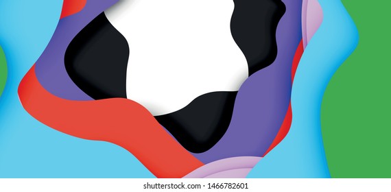 Vector decorative background. Abstract web template with cut out 3d paper abstract waves on light background for decoration design. Abstract geometric frame.