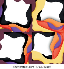 Vector decorative background. Abstract web template with cut out 3d paper abstract waves on light background for decoration design. Abstract geometric frame.