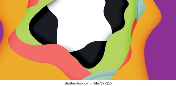 Vector decorative background. Abstract web template with cut out 3d paper abstract waves on light background for decoration design. Abstract geometric frame.