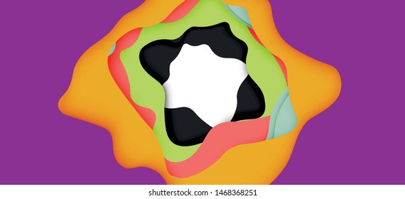 Vector decorative background. Abstract web template with cut out 3d paper abstract waves on light background for decoration design. Abstract geometric frame.