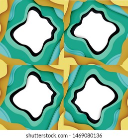 Vector decorative background. Abstract web template with cut out 3d paper abstract waves on light background for decoration design. Abstract geometric frame.