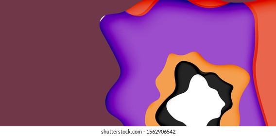 Vector decorative background. Abstract web template with cut out 3d paper abstract waves on light background for decoration design. Abstract geometric frame.