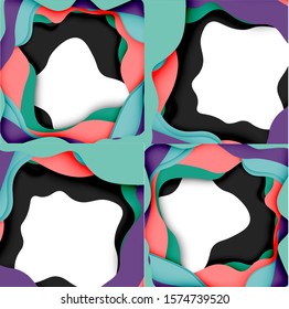 Fondo decorativo vectorial. Plantilla web abstracta con ondas abstractas de papel tachadas sobre fondo de luz para el diseño de decoración. Marco geométrico abstracto.