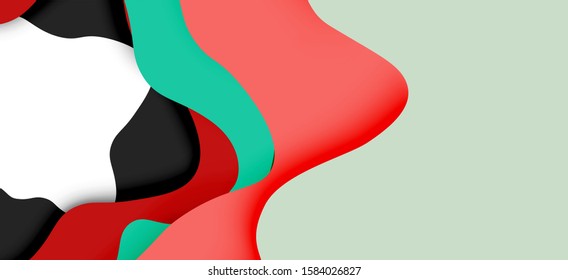 Vector decorative background. Abstract web template with cut out 3d paper abstract waves on light background for decoration design. Abstract geometric frame.
