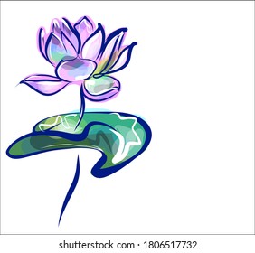 Vector Decorative background with beautiful   lotus, water lily, lily