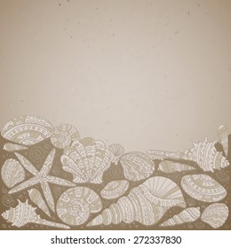 Vector decorative background with beautiful seashells
