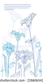 vector decorative background with linear wildflowers are beautiful and the text ,decoration,fill
