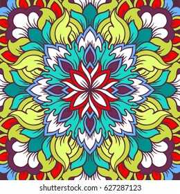 Vector decorative background. Oriental floral pattern. Hand drawn ethnic ornamental texture.