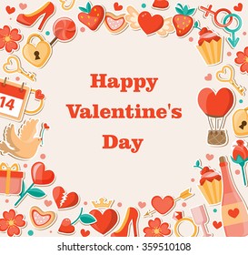 Vector decorative background for Valentine's day. Flat design style.