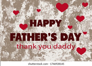 Vector decorative banner, invitation, flyer for happy father's day with hearts on a decorative background and the inscription: thank you daddy