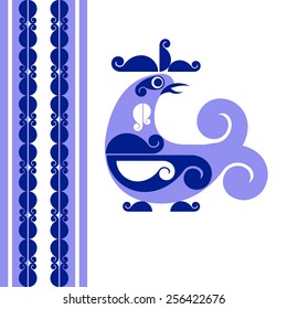 Vector decorative bird in folk style