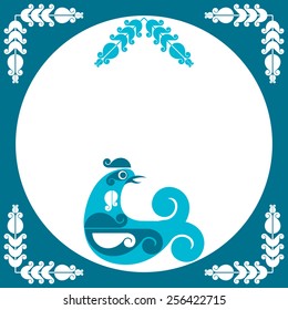 Vector decorative bird in folk style