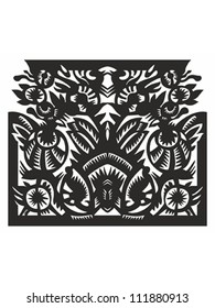 Vector decorative black pattern in frame on a white background
