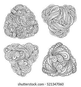 Vector decorative black and white decorative elements set