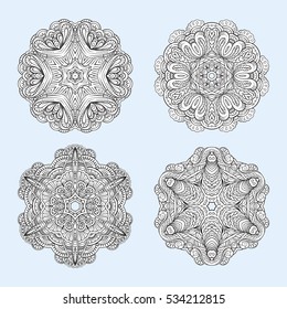 Vector decorative black and white decorative elements set