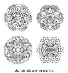 Vector decorative black and white decorative elements set