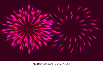 Vector decorative border with colorful exploding fireworks in the sky - celebration card.