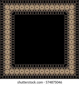 Vector decorative border. Gold on black background.