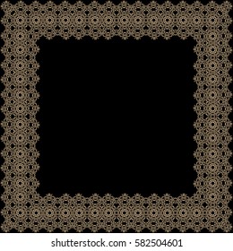 Vector decorative border. Gold on black background.
