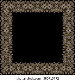 Vector decorative border. Golden on black background.