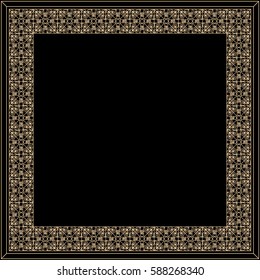 Vector decorative border. Golden on black background.