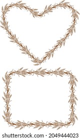 Vector decorative borders from ripe wheat ears