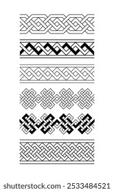 Vector decorative borders set. Irish style decorative frame. Border line art illustration.