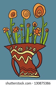 vector decorative bouquet of flowers in a vase