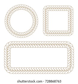 Vector decorative braided frames set.