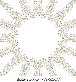 Vector decorative braids round frame. 