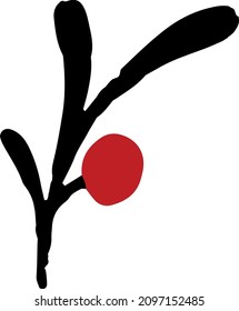Vektordekorationszweig. Einzeln. schwarz-rot