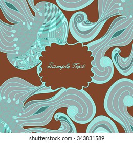 Vector decorative brown greeting card or invitation design. Place for text. Use for invitations announcements, notebook cover, envelope. Template wavy frame design for card