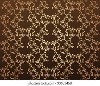 Vector decorative brown seamless floral ornament