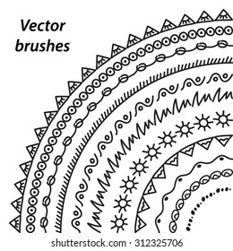 vector decorative brushes. Hand drawn ink illustration.