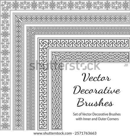 Vector Decorative Brushes with Inner and Outer Corners. Seamless Borders for Patterned Frames. 
Vector set of borders in ethnic style. Hand drawn borders for invitations, greeting cards, wedding invi