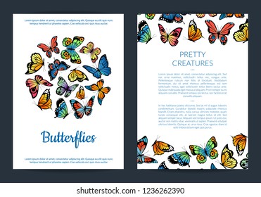Vector decorative butterflies card or flyer template illustration