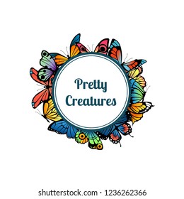 Vector decorative butterflies circle with place for text
