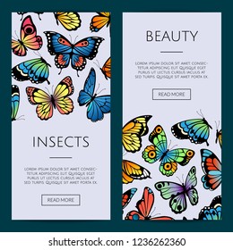 Vector decorative butterflies web banner templates illustration