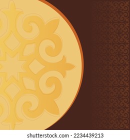 Vector decorative card or invitation design. Kazakh pattern, stylish, modern interpretation of oriental motifs. Ornament silhouette