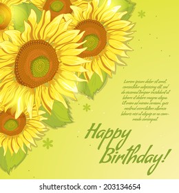 Vector decorative card with sunflowers with place for your text, EPS10 