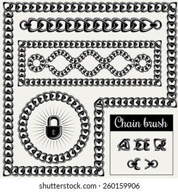 Vector decorative chain design elements and brush for illustrator