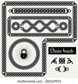 Vector decorative chain design elements and brush for illustrator