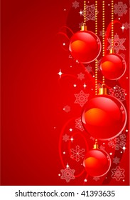 Vector decorative Christmas background with shining  decorations